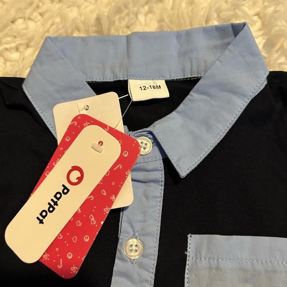 50%off w♥️ New Pat Pat | Jumpsuit | 12-18 one piece snap crotch navy 0133 - Picture 2 of 3